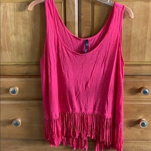 Jessica Simpson Coral Fringe Top